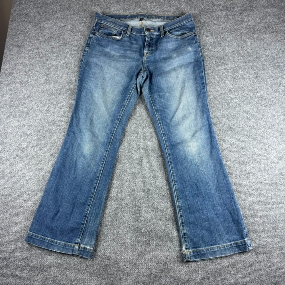 Gap Long & Lean Jeans Womens 34x30 Blue Bootcut Denim Cotton Stretch Distressed